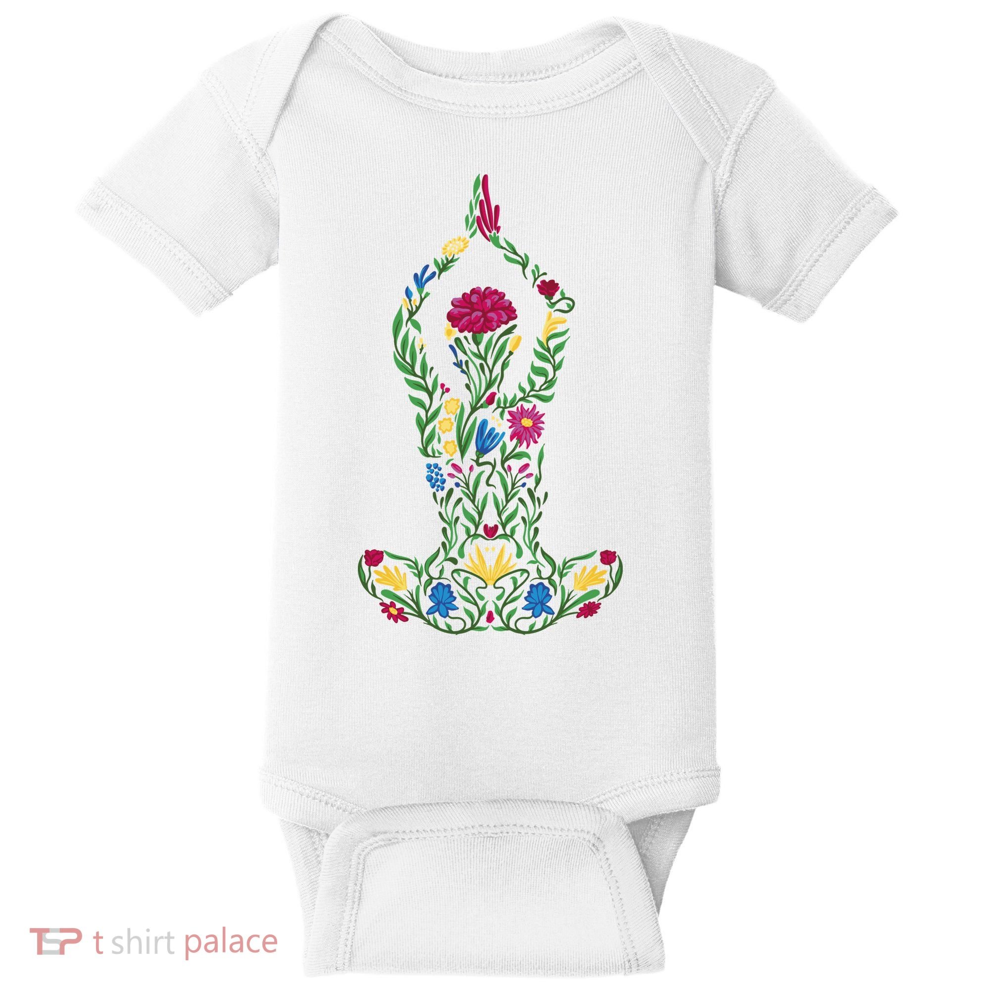 Floral Yoga Pose Baby Bodysuit