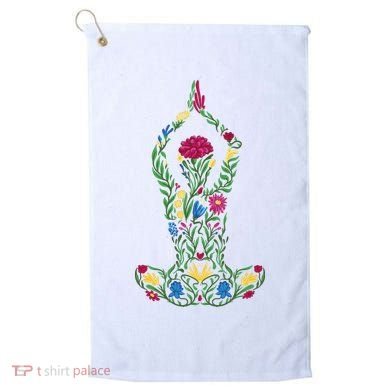 Floral Yoga Pose Golf Towel