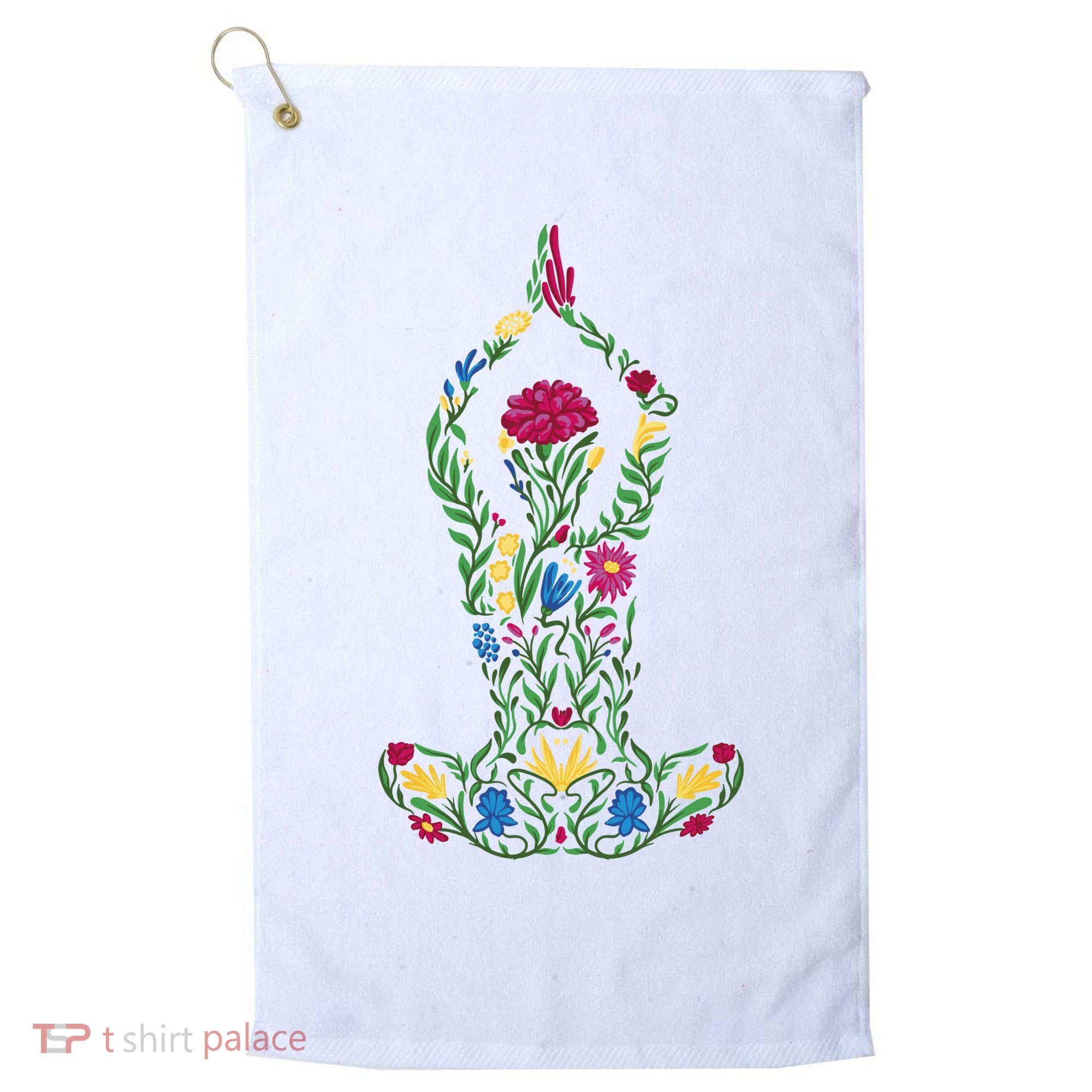 Floral Yoga Pose Golf Towel