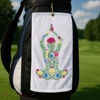 Floral Yoga Pose Golf Towel thumb 2