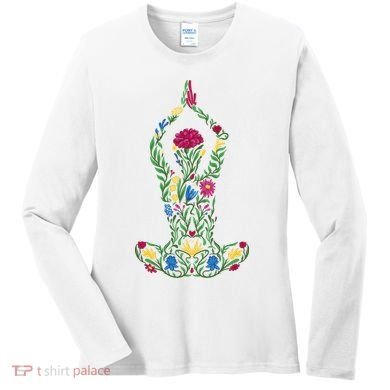 Floral Yoga Pose Women's Long Sleeve Shirt
