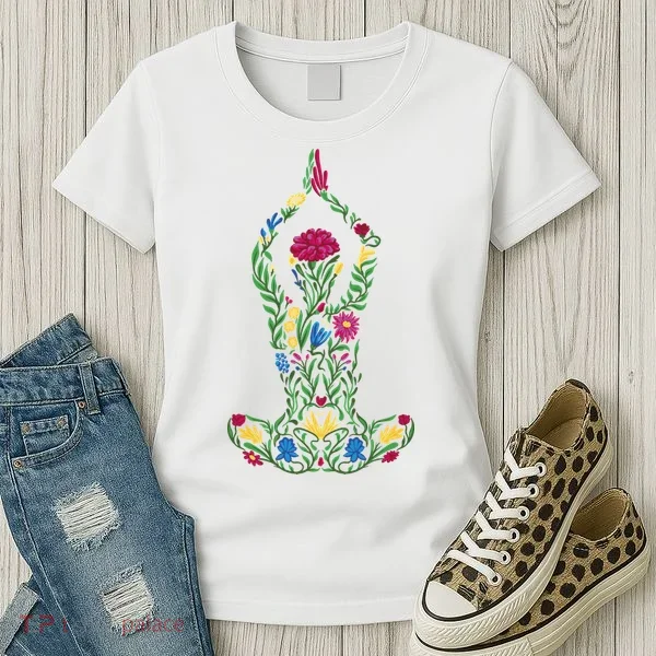 Floral Yoga Pose Women's T-Shirt