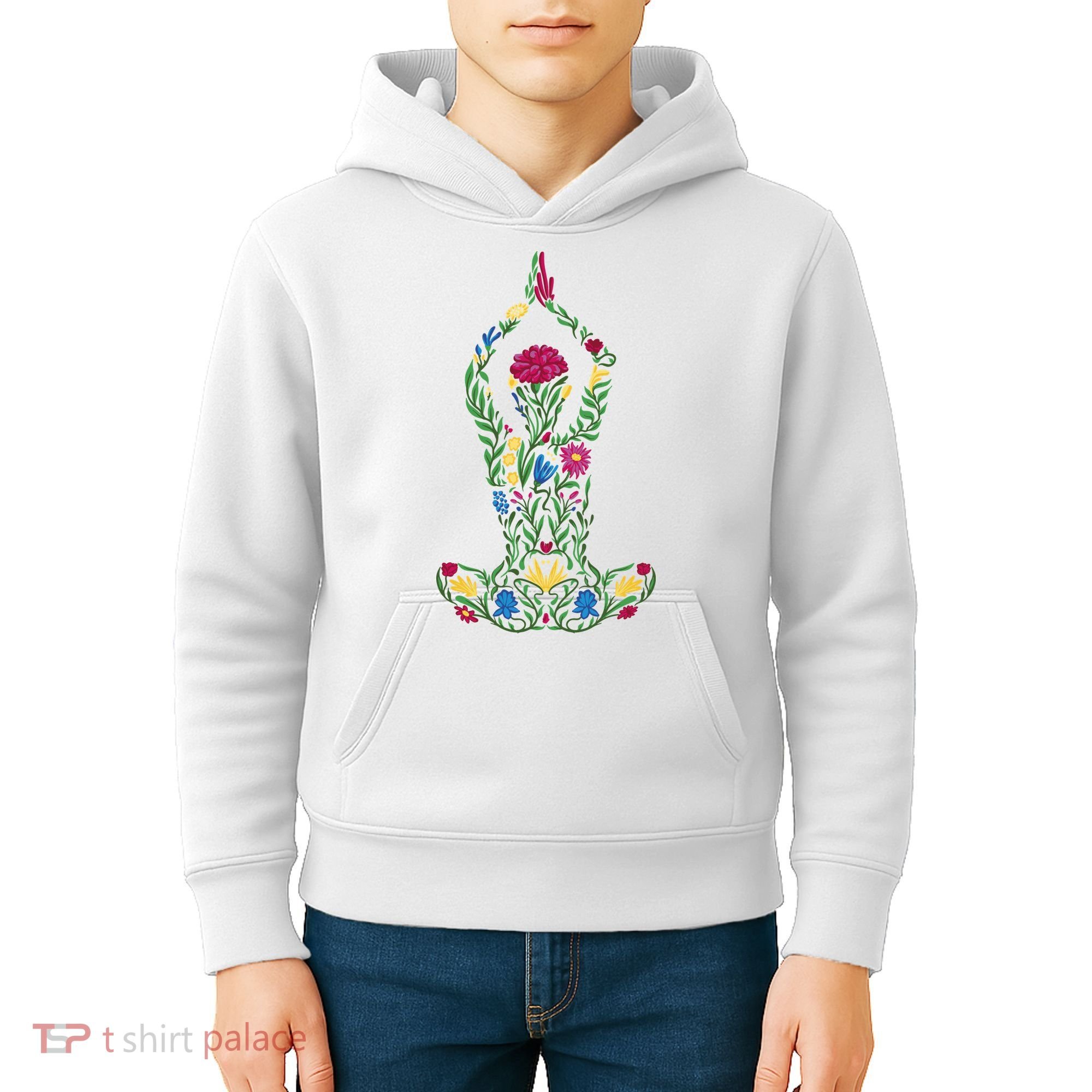 Floral Yoga Pose Kids Hoodie