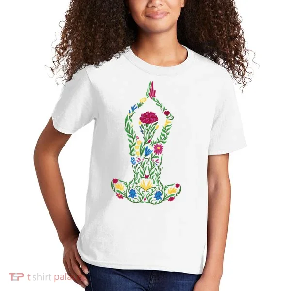 Floral Yoga Pose Kids T-Shirt