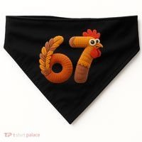 Faux Yarn Thanksgiving 67 Meme Sixty Seven USA-Made Doggie Bandana thumb 0