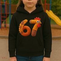 Faux Yarn Thanksgiving 67 Meme Sixty Seven Kids Hoodie thumb 3