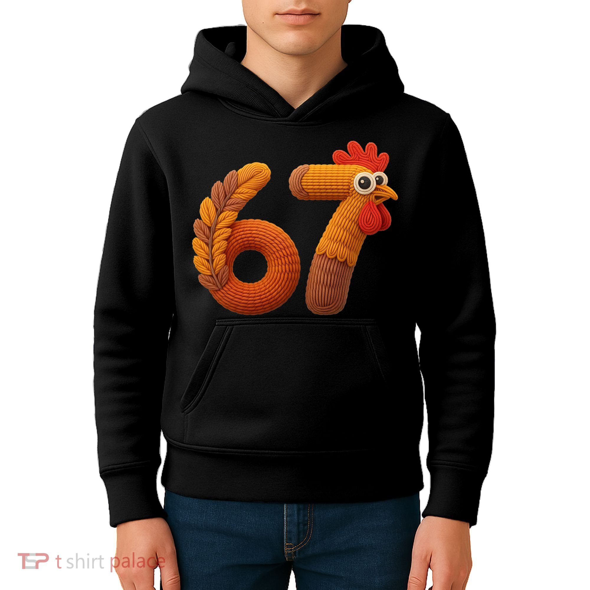 Faux Yarn Thanksgiving 67 Meme Sixty Seven Kids Hoodie