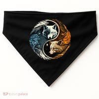 Fun Yin Yang Wolf Yin Yang USA-Made Doggie Bandana thumb 0