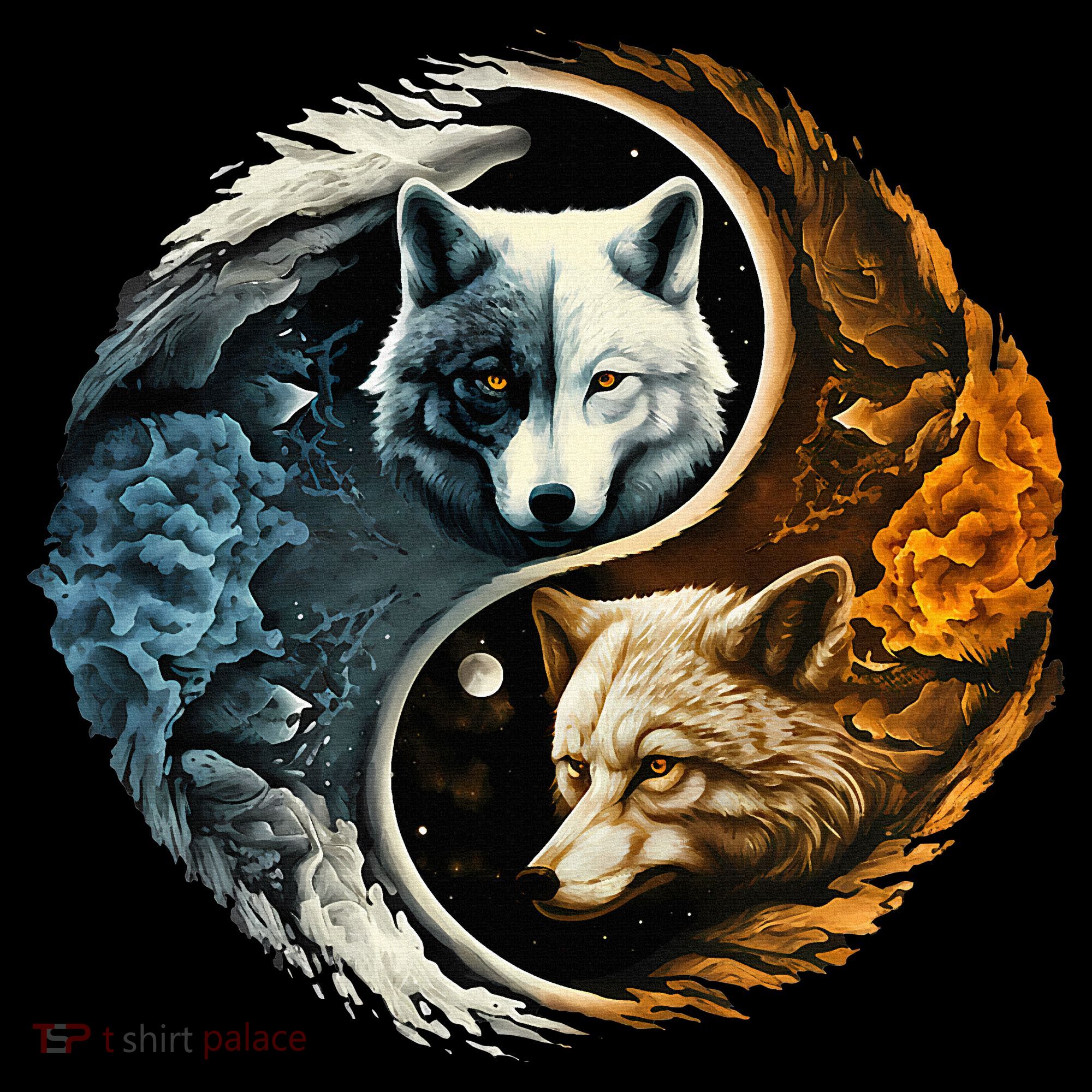 Fun Yin Yang Wolf Yin Yang USA-Made Doggie Bandana