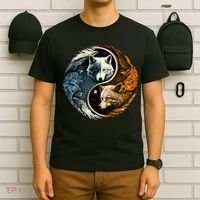 Fun Yin Yang Wolf Yin Yang T-Shirt thumb 6