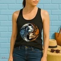 Fun Yin Yang Wolf Yin Yang Women's Tank Top thumb 2