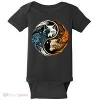 Fun Yin Yang Wolf Yin Yang Baby Bodysuit thumb 0