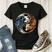 Fun Yin Yang Wolf Yin Yang Women's T-Shirt thumb 3