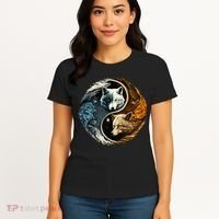 Fun Yin Yang Wolf Yin Yang Women's T-Shirt thumb 4