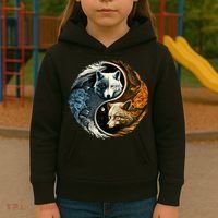 Fun Yin Yang Wolf Yin Yang Kids Hoodie thumb 3