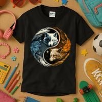 Fun Yin Yang Wolf Yin Yang Kids T-Shirt thumb 3