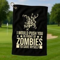 Funny Zombie Apocalypse Survivor Living Dead Zombies Golf Towel thumb 1