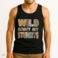 Fun Zoo Animal Print Teacher Wild About My Students Tank Top thumb 3