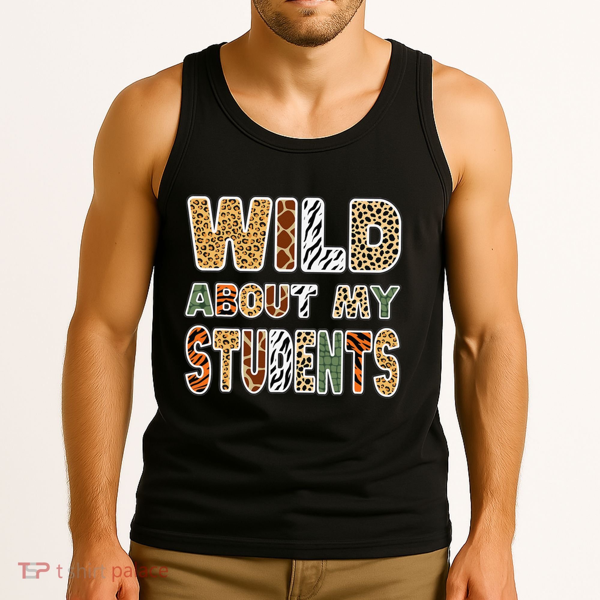 Fun Zoo Animal Print Teacher Wild About My Students Tank Top