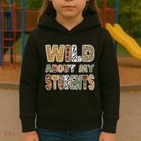 Fun Zoo Animal Print Teacher Wild About My Students Kids Hoodie thumb 3