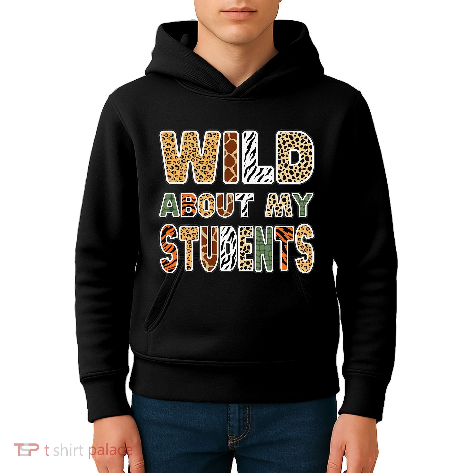 Fun Zoo Animal Print Teacher Wild About My Students Kids Hoodie