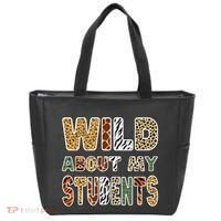 Fun Zoo Animal Print Teacher Wild About My Students Tote Bag thumb 0