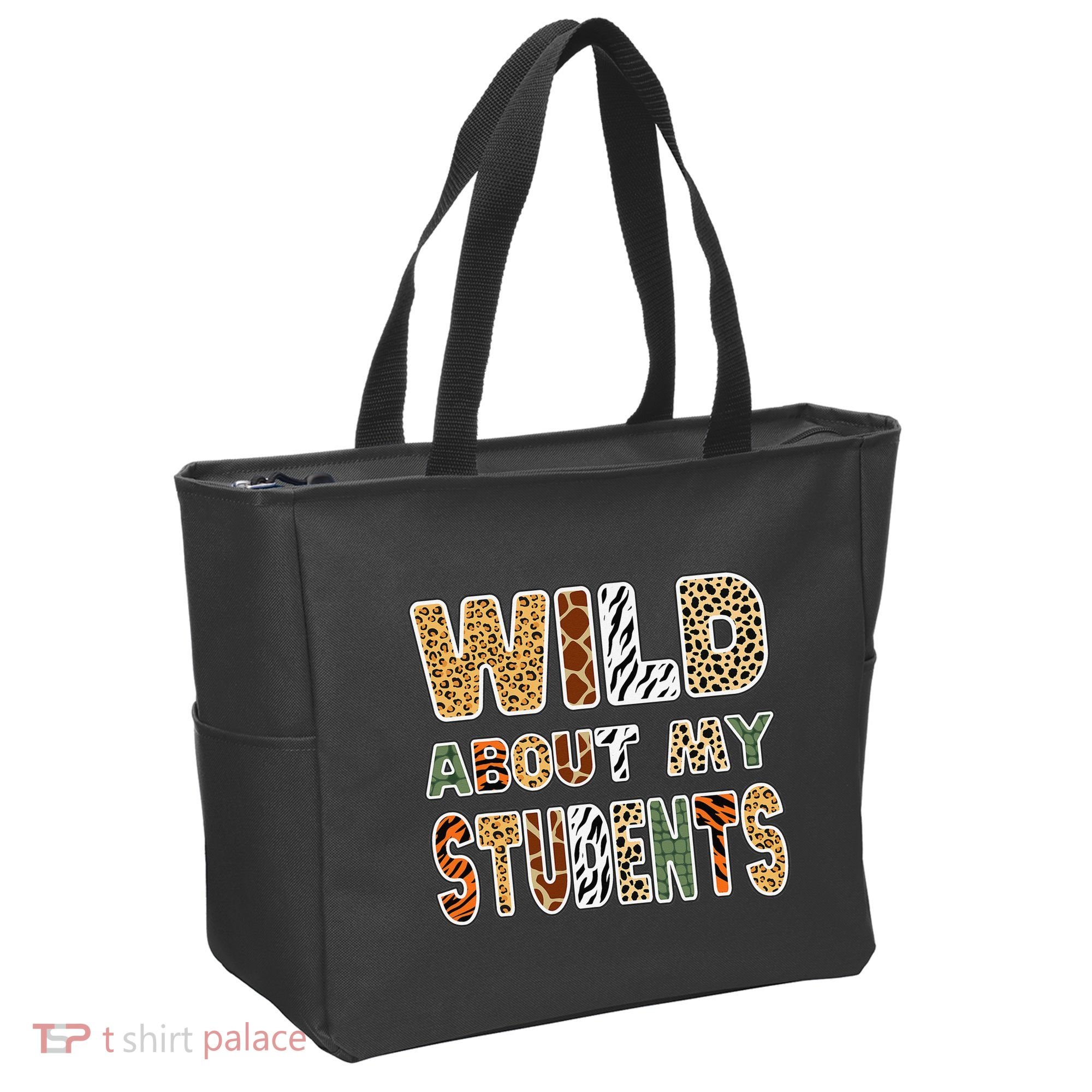 Fun Zoo Animal Print Teacher Wild About My Students Tote Bag