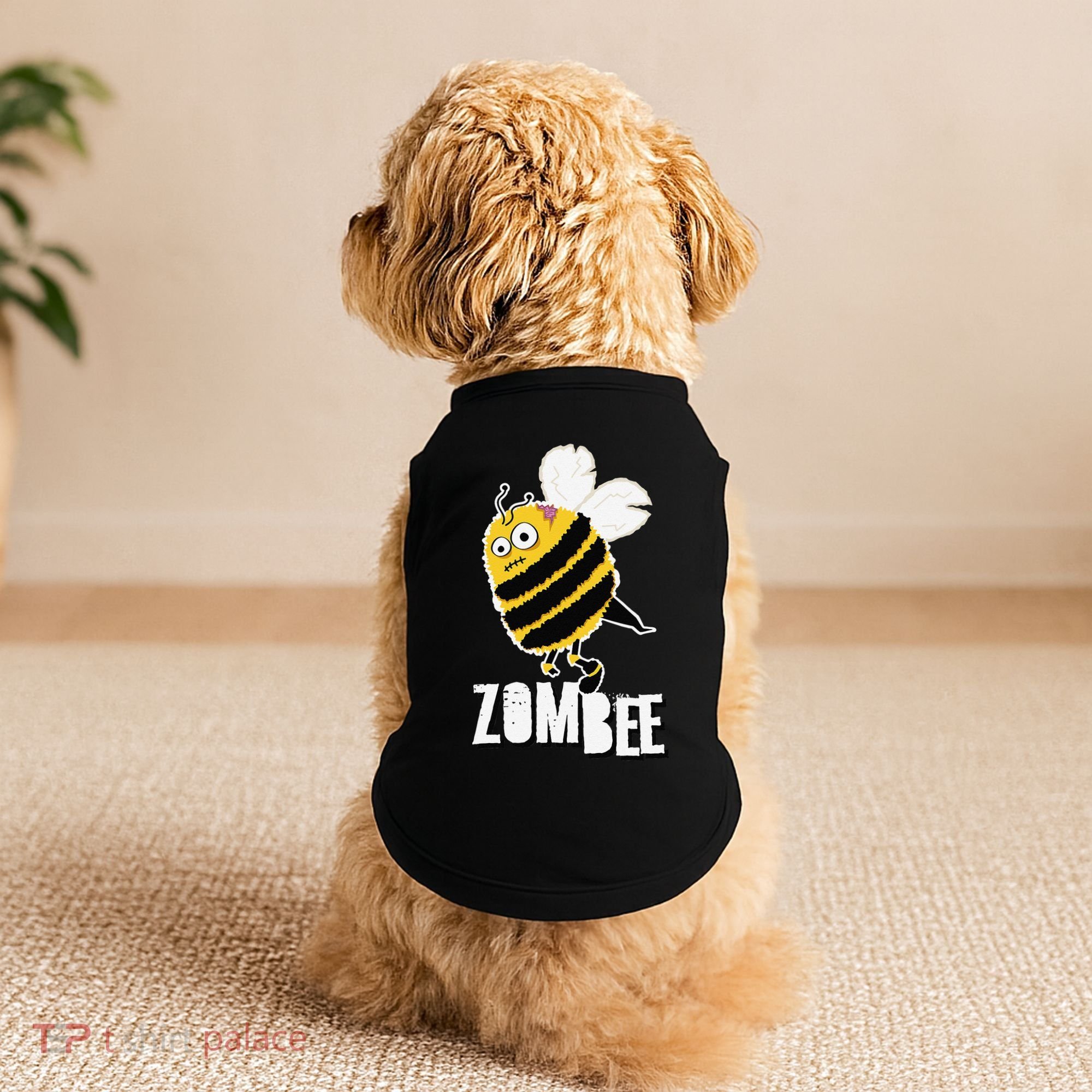 Funny Zombee Bee Zombie Halloween Bumblebee Brain Spooky Pun Doggie Tank