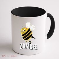 Funny Zombee Bee Zombie Halloween Bumblebee Brain Spooky Pun Coffee Mug thumb 1