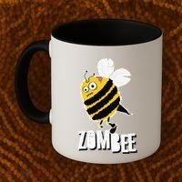 Funny Zombee Bee Zombie Halloween Bumblebee Brain Spooky Pun Coffee Mug thumb 2