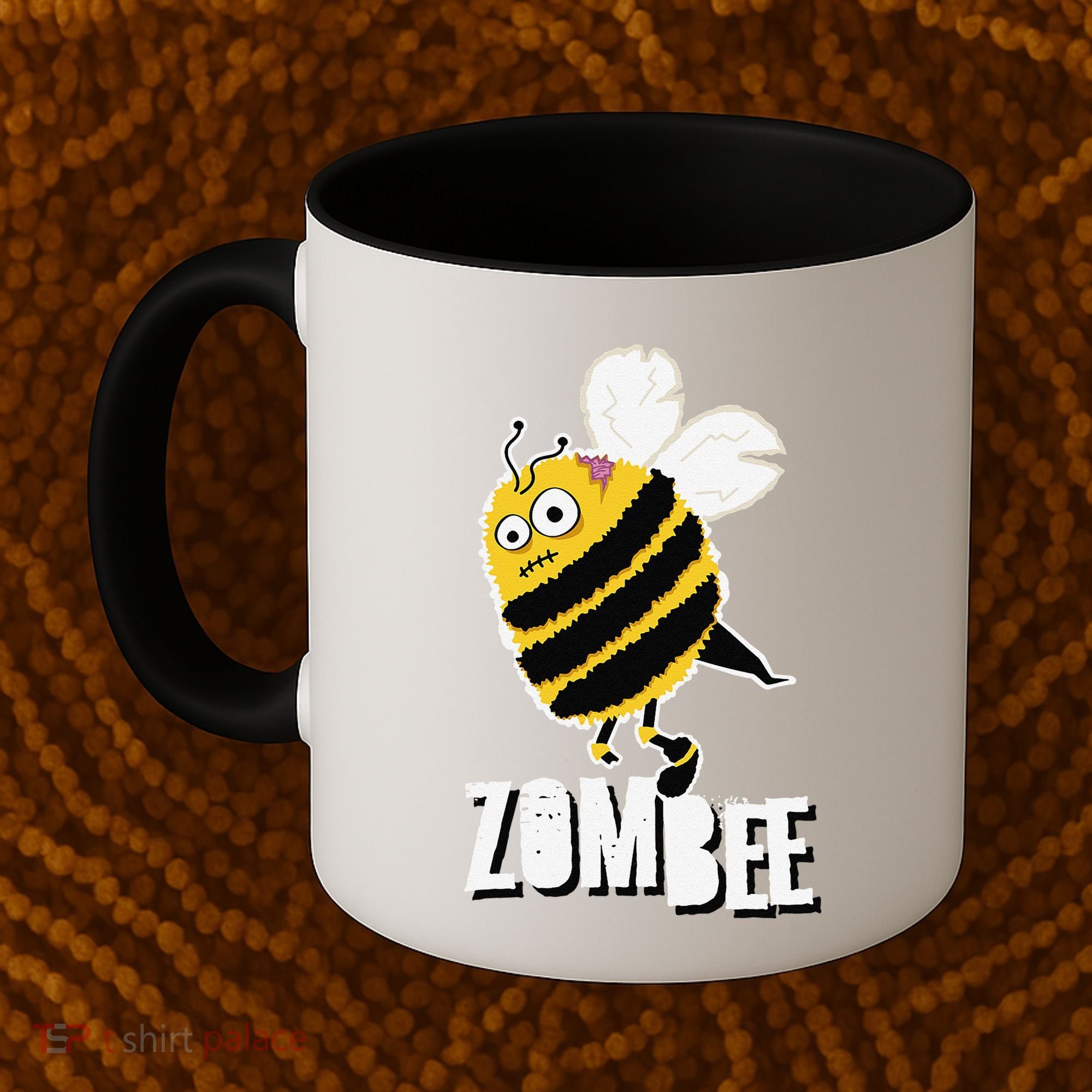 Funny Zombee Bee Zombie Halloween Bumblebee Brain Spooky Pun Coffee Mug