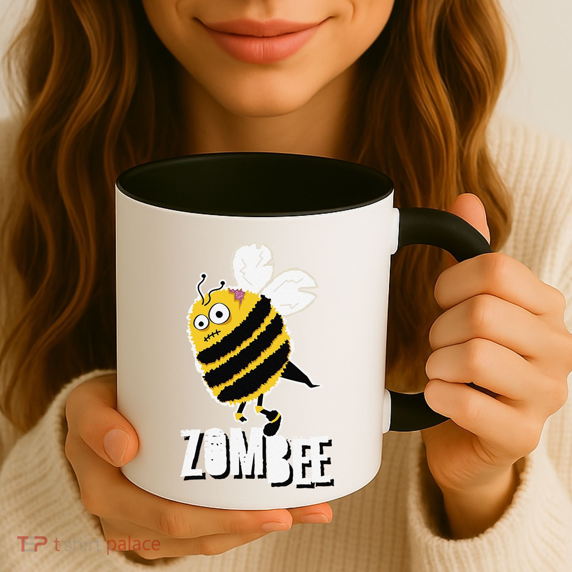 Funny Zombee Bee Zombie Halloween Bumblebee Brain Spooky Pun Coffee Mug
