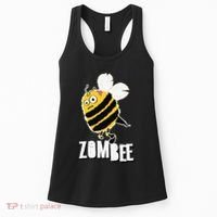 Funny Zombee Bee Zombie Halloween Bumblebee Brain Spooky Pun Women's Tank Top thumb 0