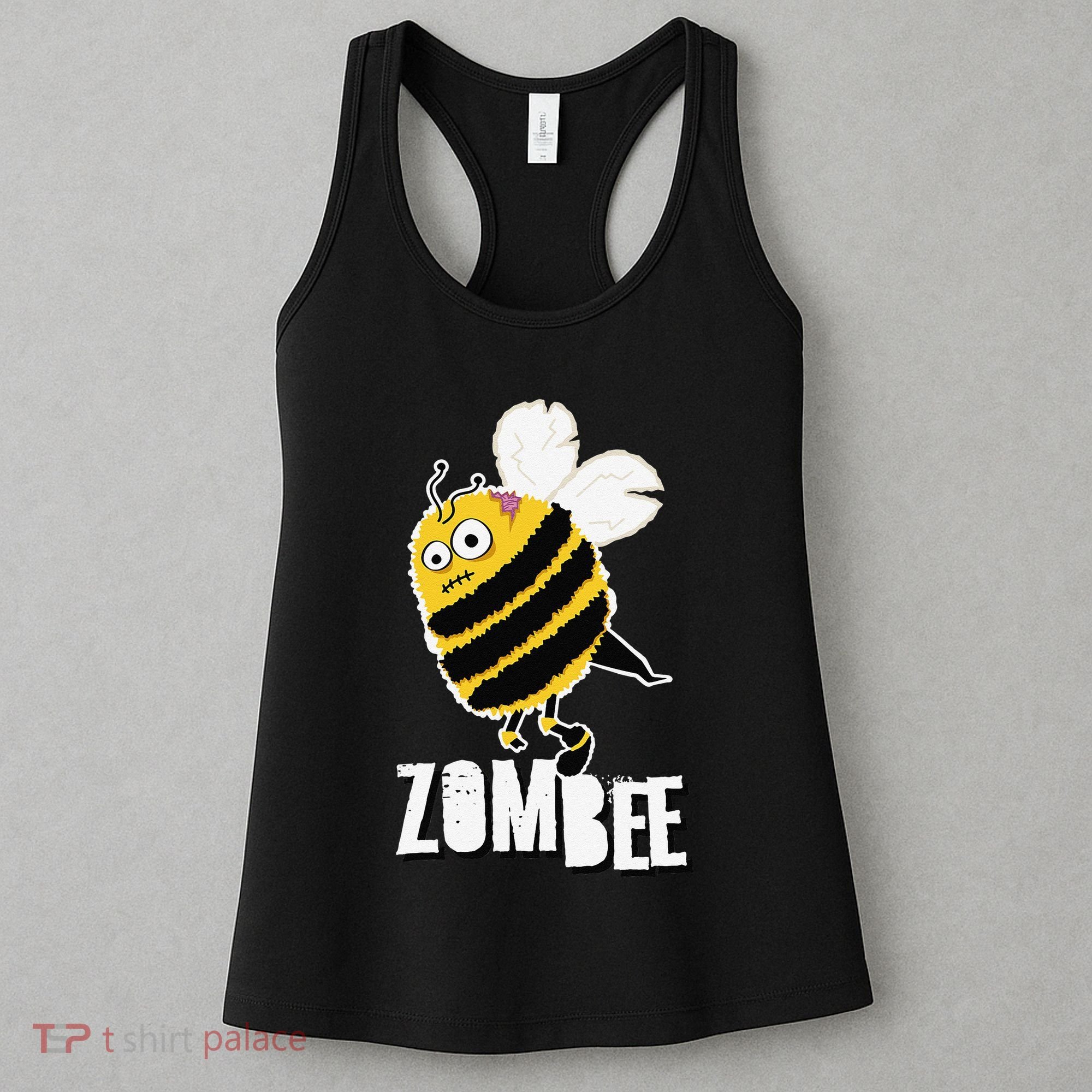 Funny Zombee Bee Zombie Halloween Bumblebee Brain Spooky Pun Women's Tank Top