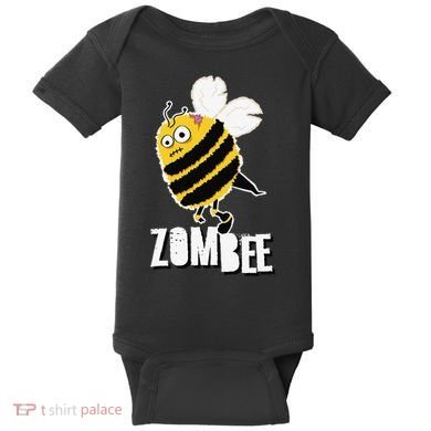 Funny Zombee Bee Zombie Halloween Bumblebee Brain Spooky Pun Baby Bodysuit