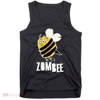 Funny Zombee Bee Zombie Halloween Bumblebee Brain Spooky Pun Tank Top thumb 0
