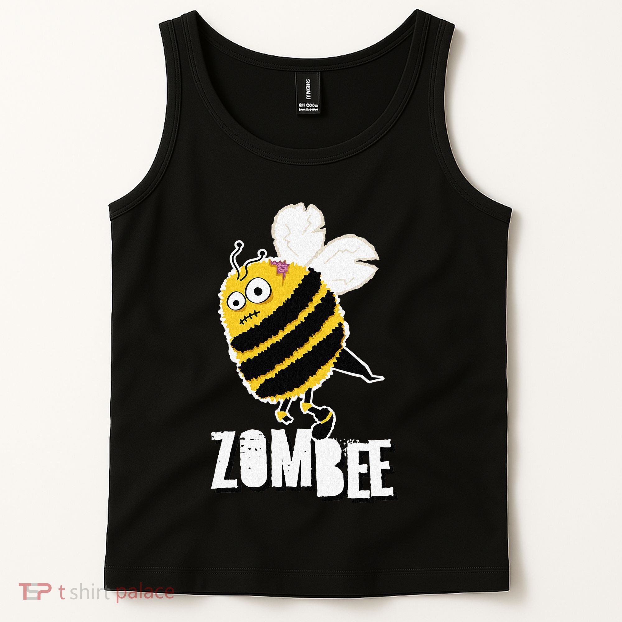 Funny Zombee Bee Zombie Halloween Bumblebee Brain Spooky Pun Tank Top
