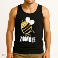 Funny Zombee Bee Zombie Halloween Bumblebee Brain Spooky Pun Tank Top thumb 3