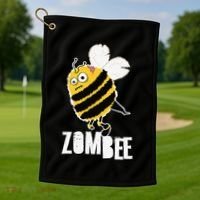 Funny Zombee Bee Zombie Halloween Bumblebee Brain Spooky Pun Golf Towel thumb 1