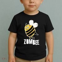 Funny Zombee Bee Zombie Halloween Bumblebee Brain Spooky Pun Toddler T-Shirt thumb 2