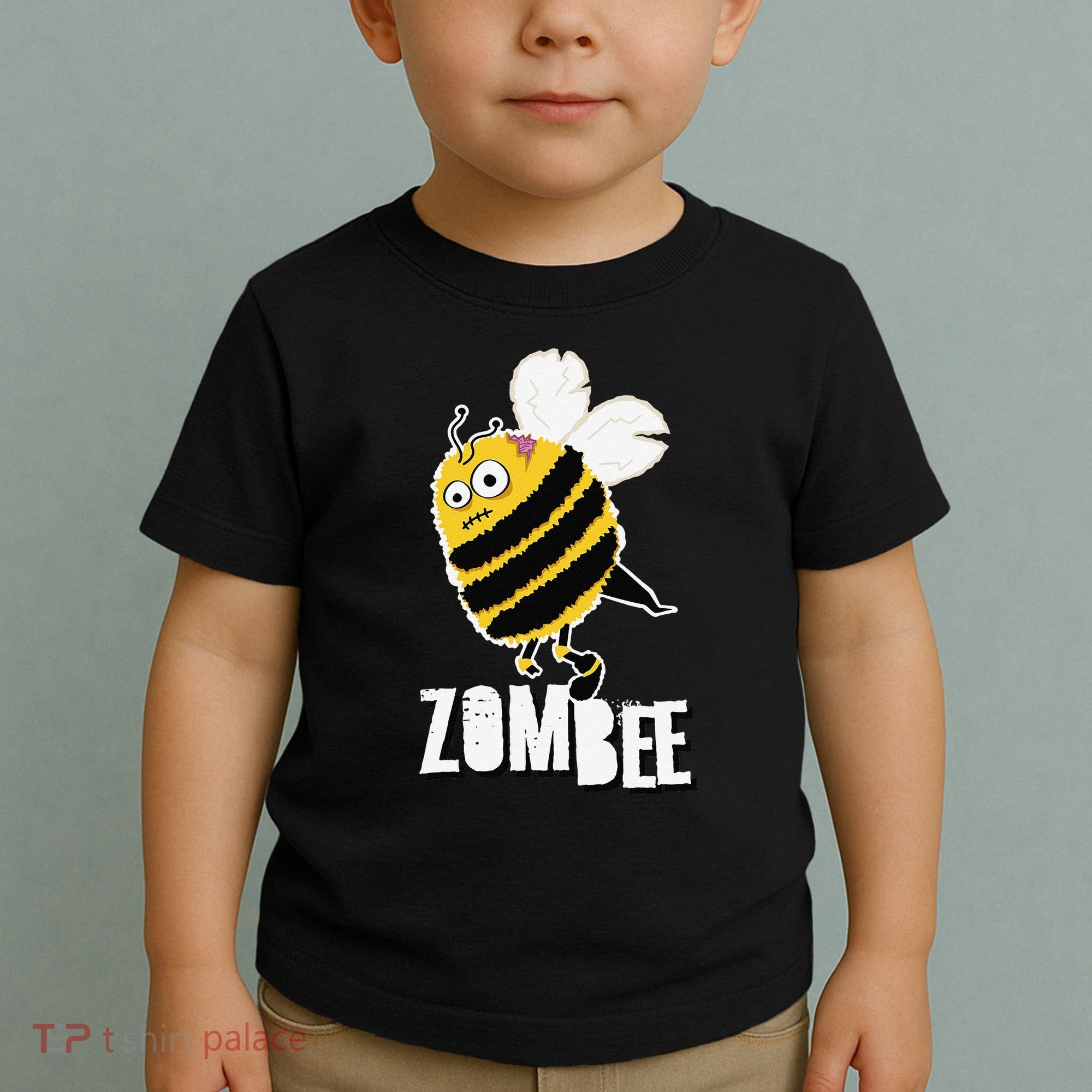 Funny Zombee Bee Zombie Halloween Bumblebee Brain Spooky Pun Toddler T-Shirt