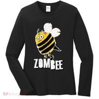 Funny Zombee Bee Zombie Halloween Bumblebee Brain Spooky Pun Women's Long Sleeve Shirt thumb 0