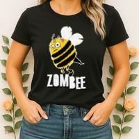 Funny Zombee Bee Zombie Halloween Bumblebee Brain Spooky Pun Women's T-Shirt thumb 2
