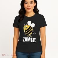 Funny Zombee Bee Zombie Halloween Bumblebee Brain Spooky Pun Women's T-Shirt thumb 4