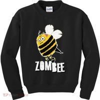 Funny Zombee Bee Zombie Halloween Bumblebee Brain Spooky Pun Kids Sweatshirt thumb 0