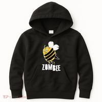 Funny Zombee Bee Zombie Halloween Bumblebee Brain Spooky Pun Kids Hoodie thumb 0