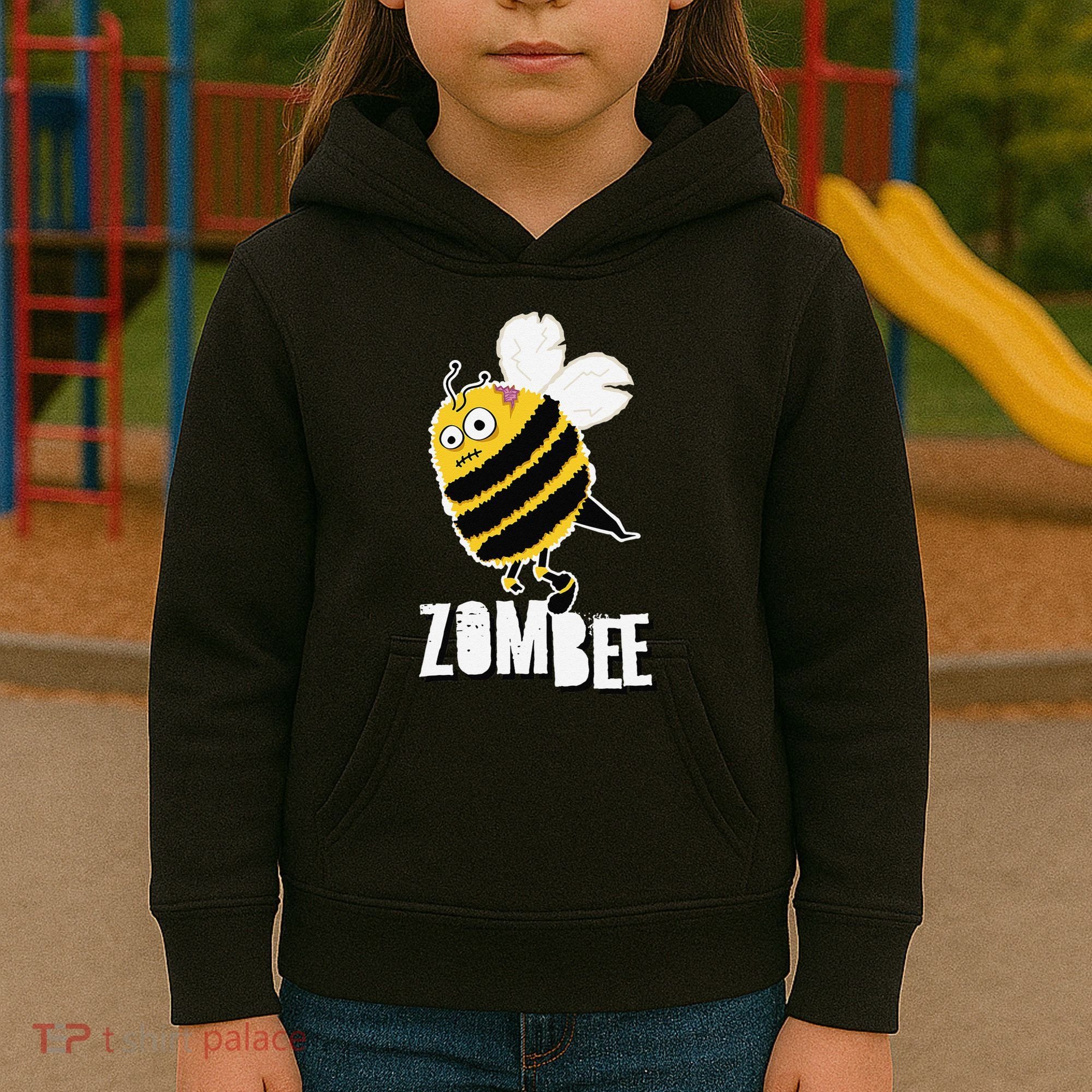 Funny Zombee Bee Zombie Halloween Bumblebee Brain Spooky Pun Kids Hoodie