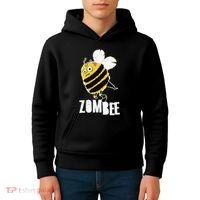Funny Zombee Bee Zombie Halloween Bumblebee Brain Spooky Pun Kids Hoodie thumb 4