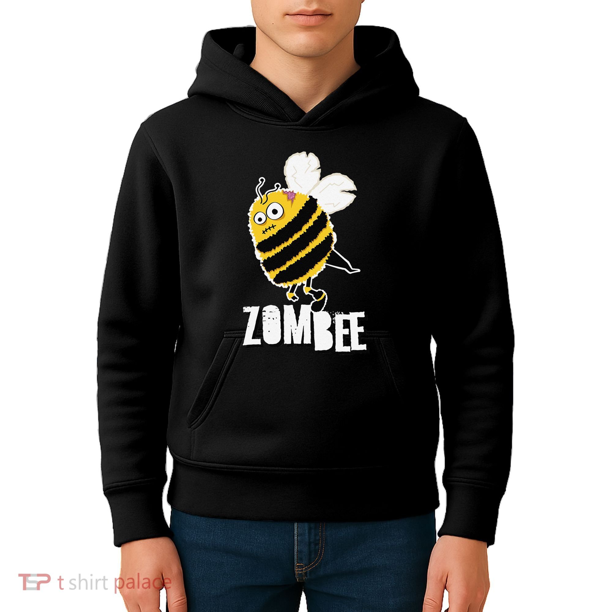 Funny Zombee Bee Zombie Halloween Bumblebee Brain Spooky Pun Kids Hoodie