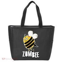 Funny Zombee Bee Zombie Halloween Bumblebee Brain Spooky Pun Tote Bag thumb 0
